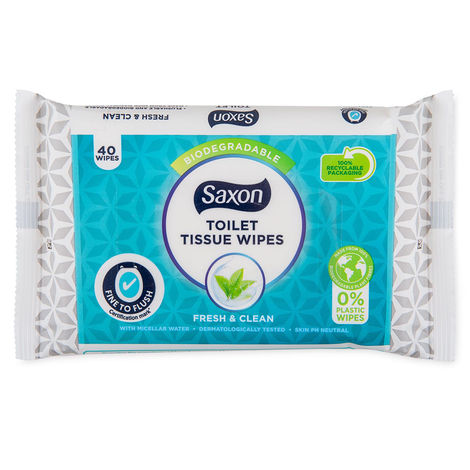 Fresh & Clean Biodegradable Toilet Tissue Wipes 40 Pack Saxon